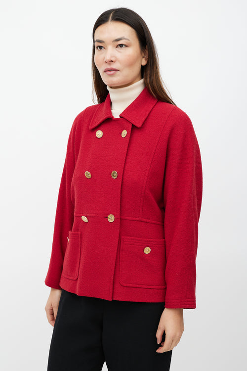 Chanel Red & Gold Double Breasted Jacket