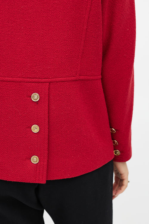 Chanel Red & Gold Double Breasted Jacket