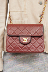 Chanel Burgundy & Black Trim Flap Bag