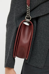 Chanel 2017 Burgundy Leather Quilted Boy Bag