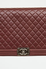 Chanel 2018 Burgundy Leather Quilted Boy Bag
