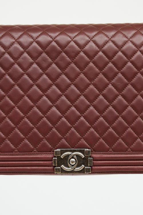 Chanel 2018 Burgundy Leather Quilted Boy Bag