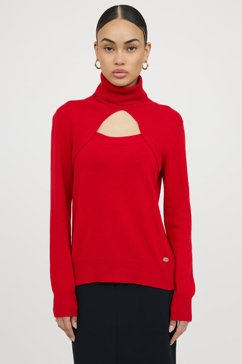 Chanel2007 Cashmere Keyhole Turtleneck Sweater