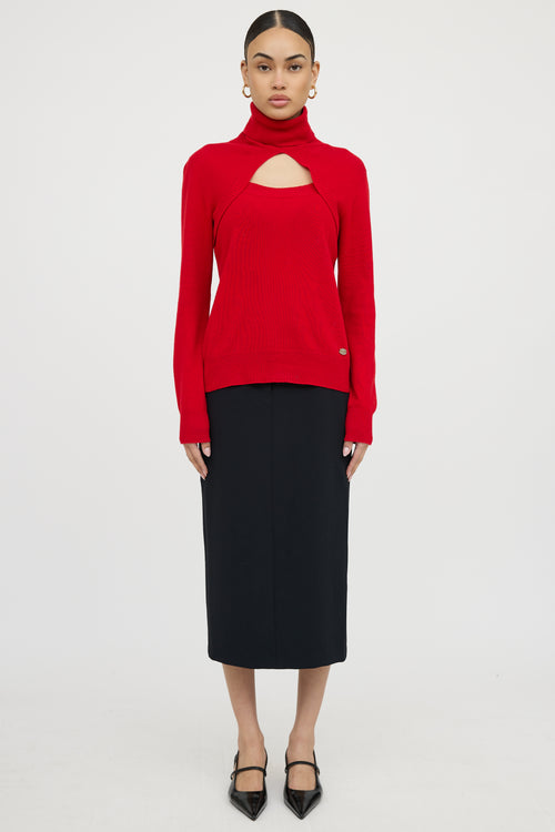 Chanel2006 Cashmere Keyhole Turtleneck Sweater