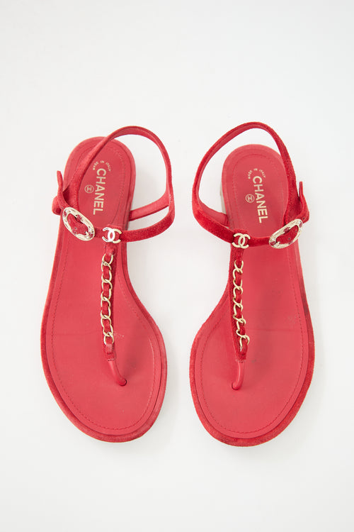 Chanel Suede Chain CC Sandal