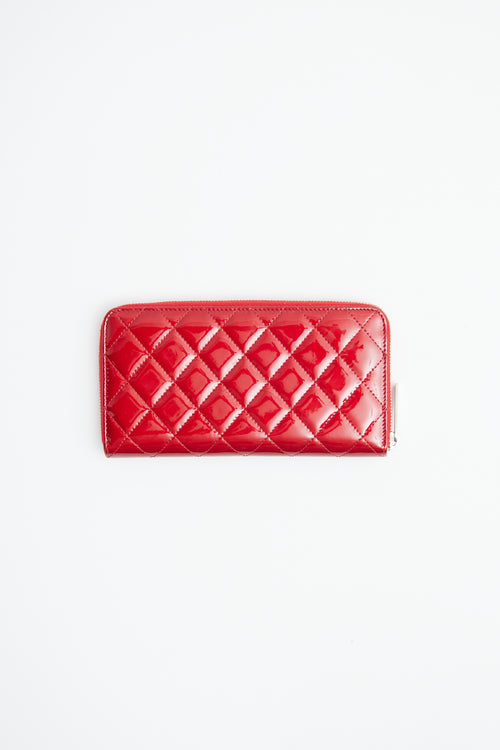Chanel Red Patent CC Continental Wallet