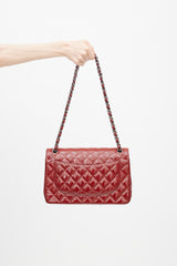 Chanel Red Patent Jumbo Double Flap Shoulder Bag