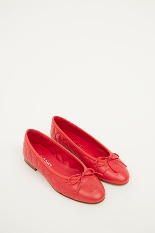 Chanel Red CC Ballet Flat