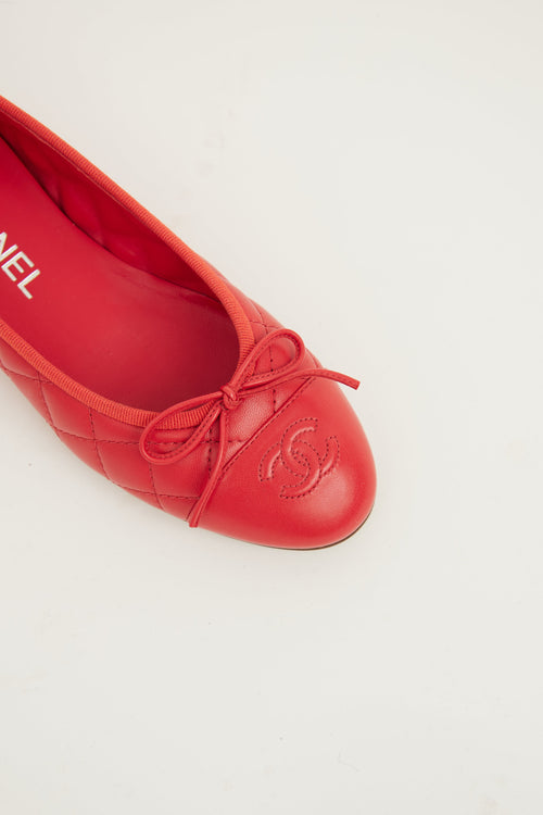 Chanel Red CC Ballet Flat