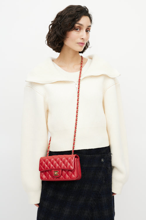 Chanel Red Quilted Leather Small Classic Flap Bag