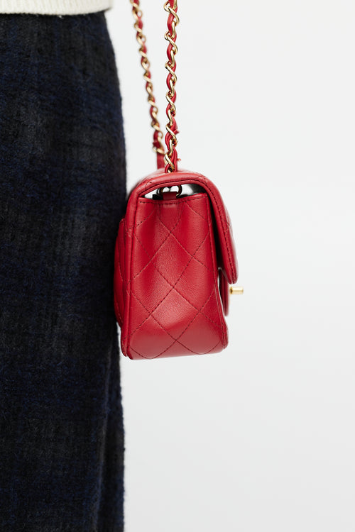 Chanel Red Quilted Leather Small Classic Flap Bag