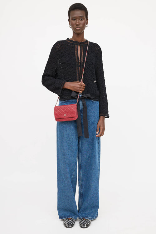 Chanel 2012 Leather Quilted Wallet On Chain