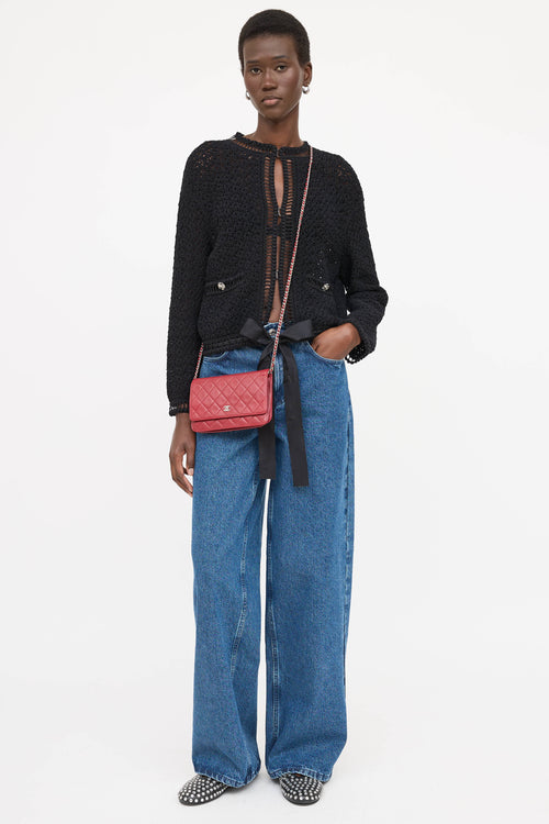 Chanel 2012 Leather Quilted Wallet On Chain