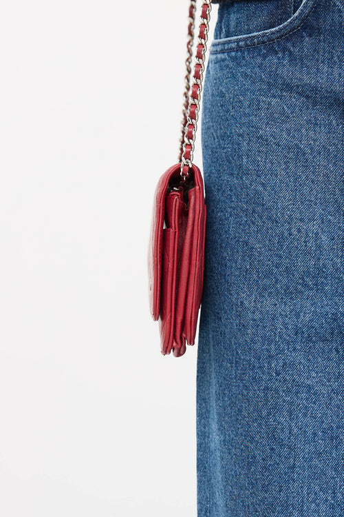 Chanel 2012 Leather Quilted Wallet On Chain