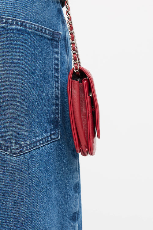 Chanel 2012 Leather Quilted Wallet On Chain