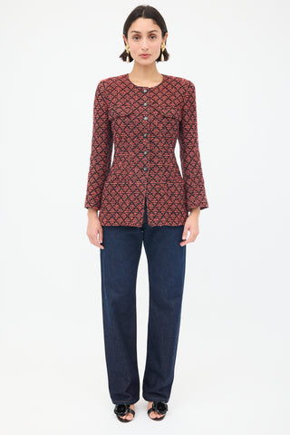Chanel Fall 1995 Red & Black Tweed CC Blazer