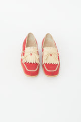 Chanel Vintage Red & Beige Fringe Loafer