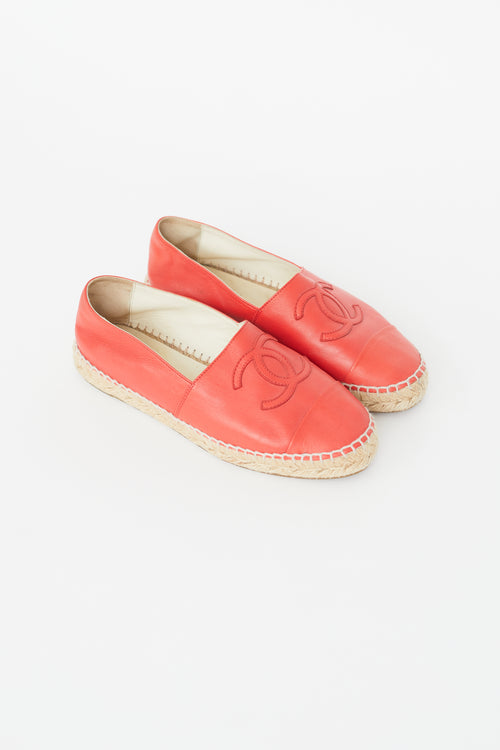 Chanel Red Leather CC Espadrille