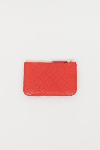 Chanel 2016 Red Quilted Leather Zip Pouch