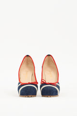 Chanel Resort 2008 Navy & White Suede Stripe Pump
