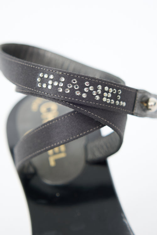 Chanel Rhinestone Logo CC Sandal