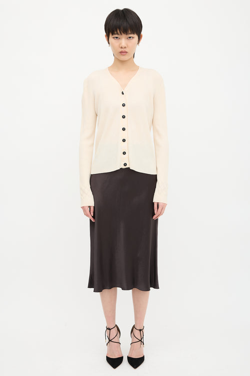 Chanel Ribbed CC Button Cardigan