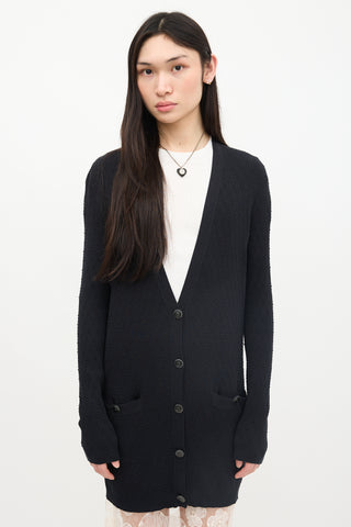 Chanel Ribbed Knit Long Cardigan