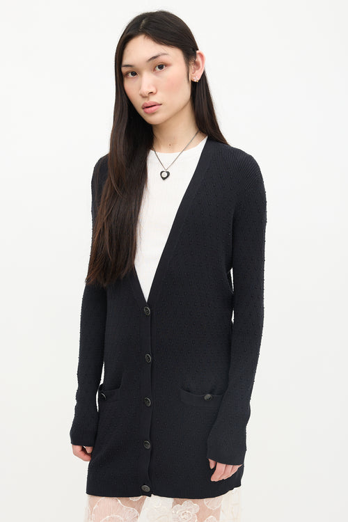 Chanel Ribbed Knit Long Cardigan