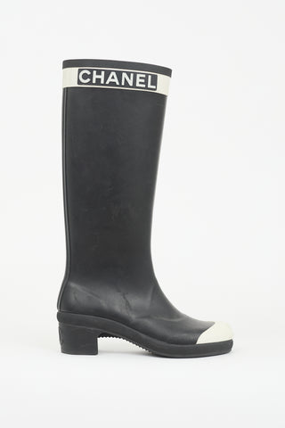 Chanel Rubber Logo Rain Boot