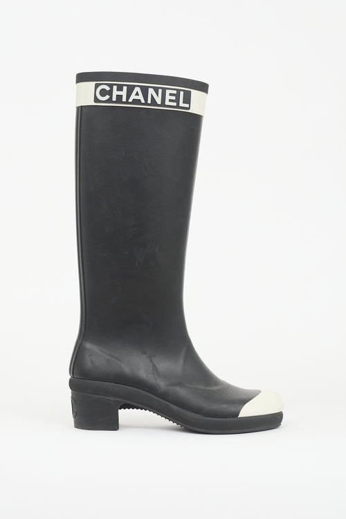 Chanel Rubber Logo Rain Boot