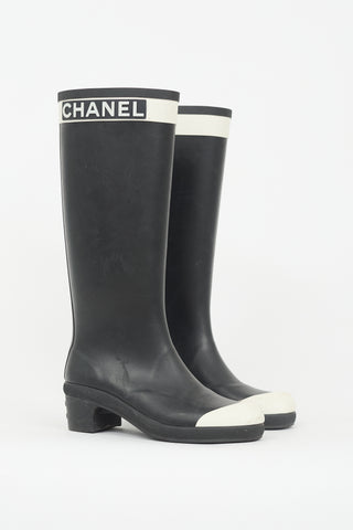 Chanel Rubber Logo Rain Boot