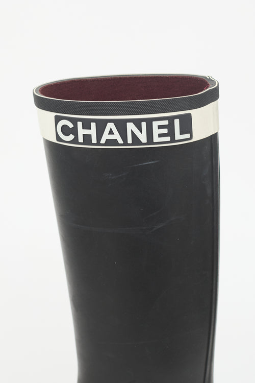 Chanel Rubber Logo Rain Boot