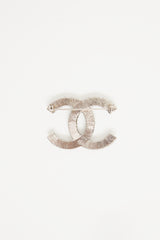 Chanel 2018 Silver Tone Crystal CC Brooch