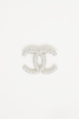 Chanel 2018 Silver Tone Crystal CC Brooch