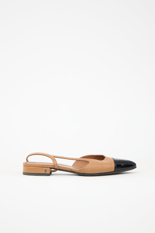 Chanel Embossed Leather CC Slingback Heel