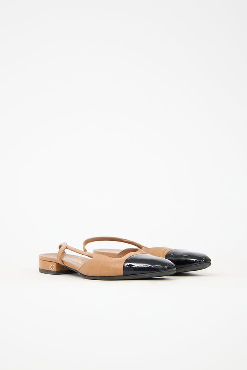 Chanel Embossed Leather CC Slingback Heel