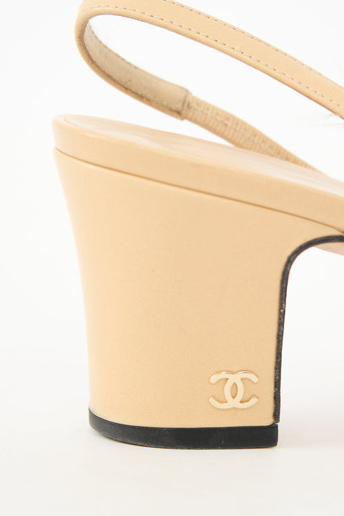Chanel Leather CC Slingback Pump
