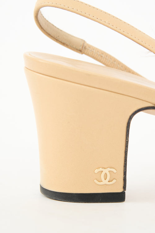Chanel Leather CC Slingback Pump