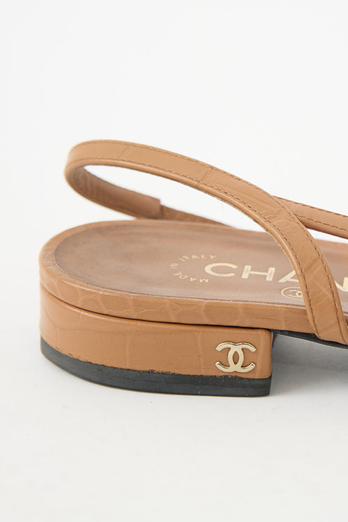 Chanel Embossed Leather CC Slingback Heel