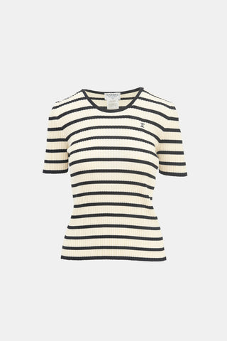 Chanel SS 1998 Cream & Black Striped CC Top