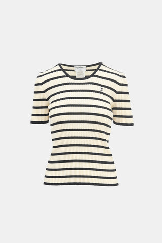Chanel SS 1998 Cream & Black Striped CC Top