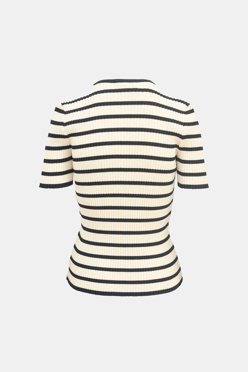 Chanel SS 1998 Cream & Black Striped CC Top