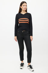 Chanel SS 1999 Black & Orange Knit Striped Top