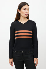 Chanel SS 1999 Black & Orange Knit Striped Top
