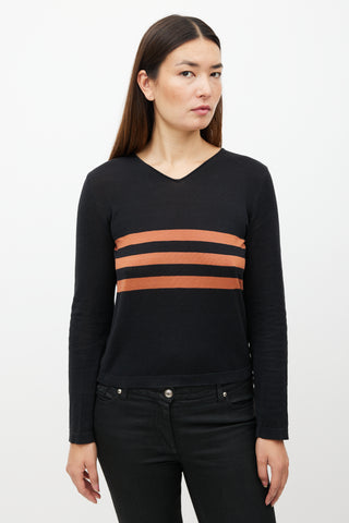 Chanel SS 1999 Black & Orange Knit Striped Top
