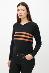 Chanel SS 1999 Black & Orange Knit Striped Top