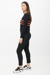 Chanel SS 1999 Black & Orange Knit Striped Top