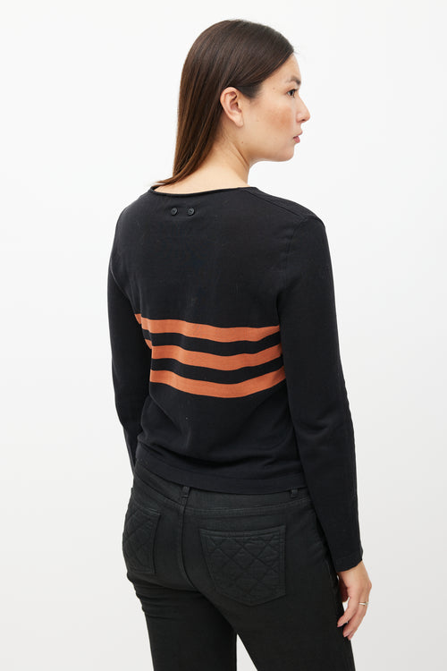 Chanel SS 1999 Black & Orange Knit Striped Top