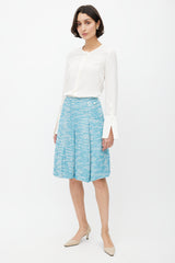 Chanel SS 2001 Blue & White Metallic Tweed Skirt
