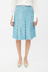 Chanel SS 2001 Blue & White Metallic Tweed Skirt